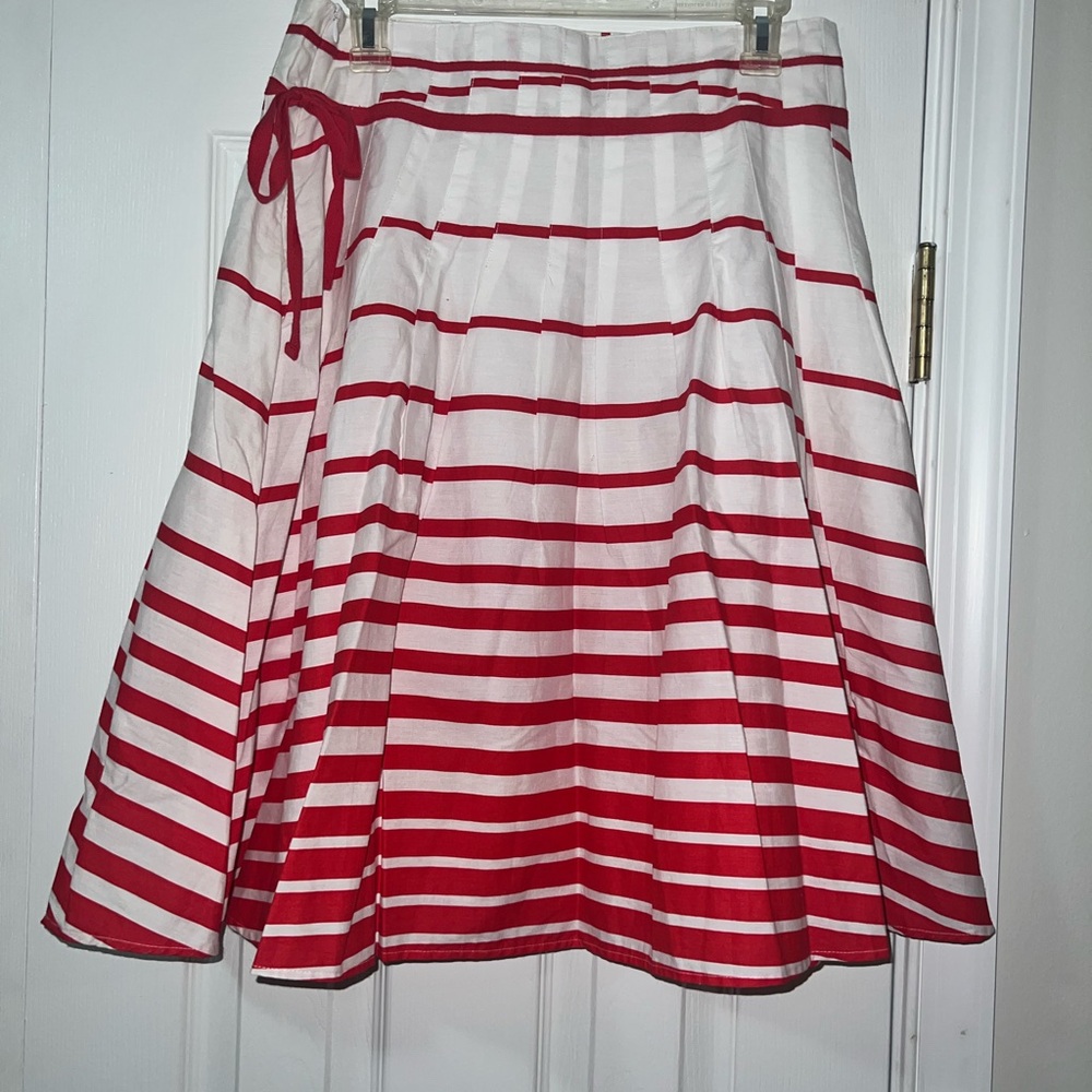 Red and White Striped Women's Skirt L
